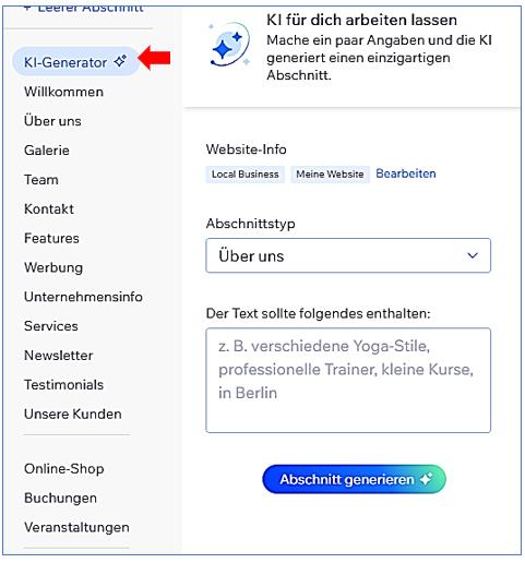 01 Abschnitte KI Generator