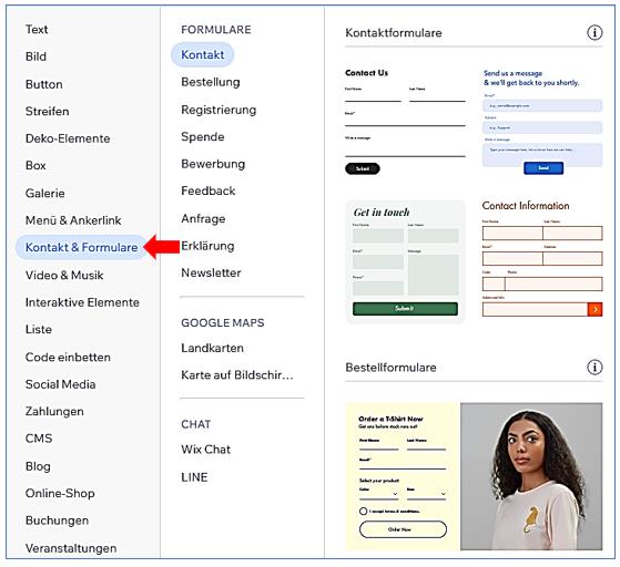 10 Elemente   Kontakt+Formulare